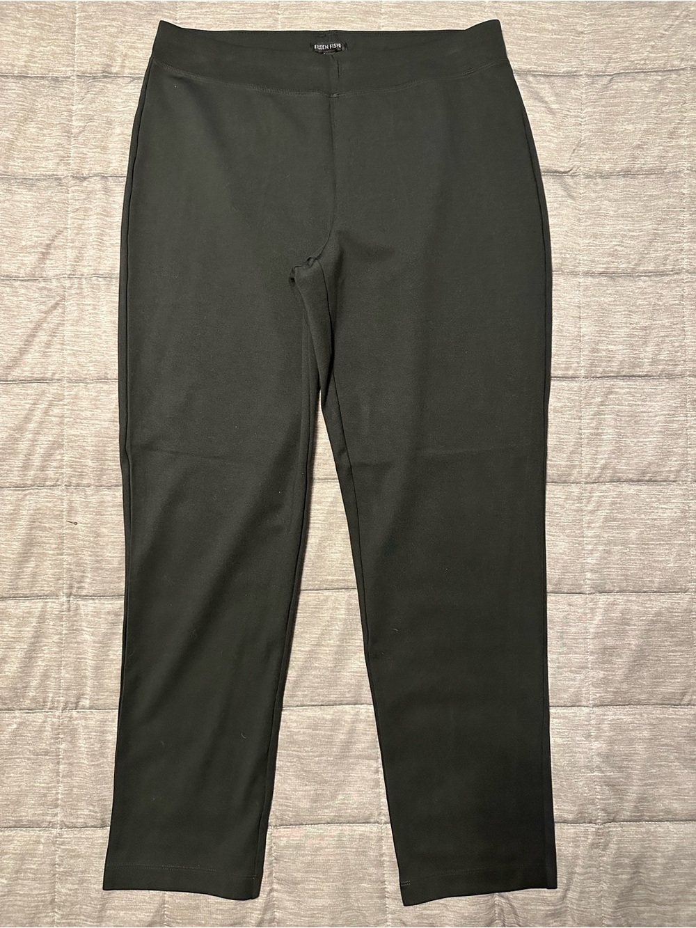 Eileen Fisher Black Pull-On Straight Leg Fitted Ponte Stretch Pants